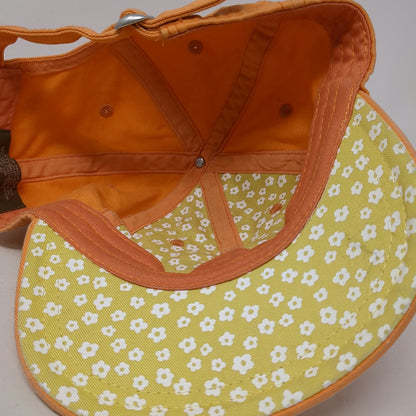 Pink Twill Orange Baseball Cap One Size Butterfly Floral Underbrim Cotton Hat