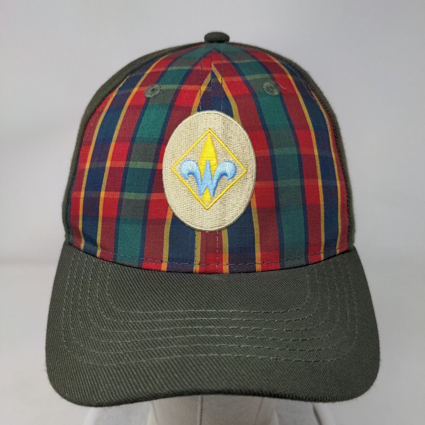 Boy Scouts Of America Webelo Fitted Hat Green S-M Embroidered Plaid 6 Panel