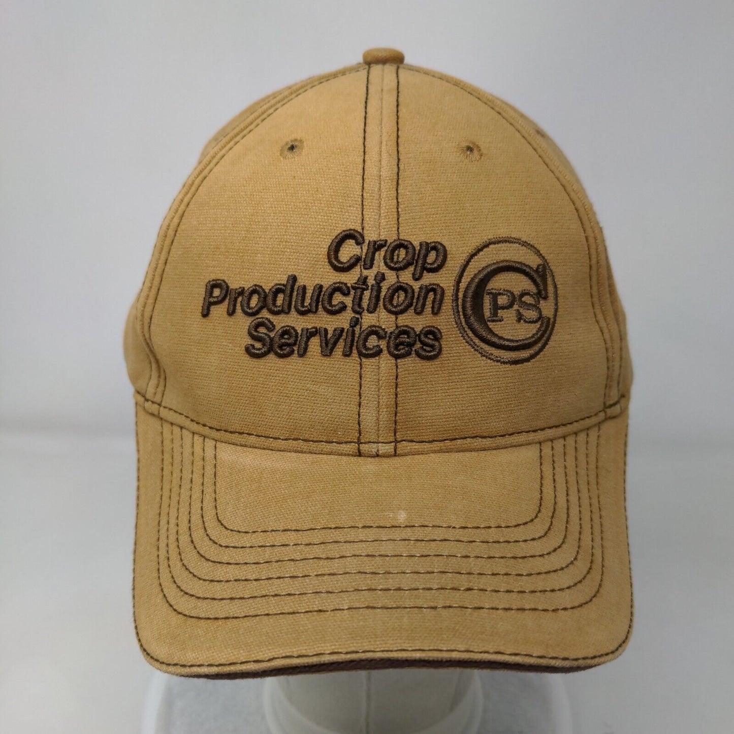 Crop Production Services Strapback Hat Tan One Size Embroidered Kimberly
