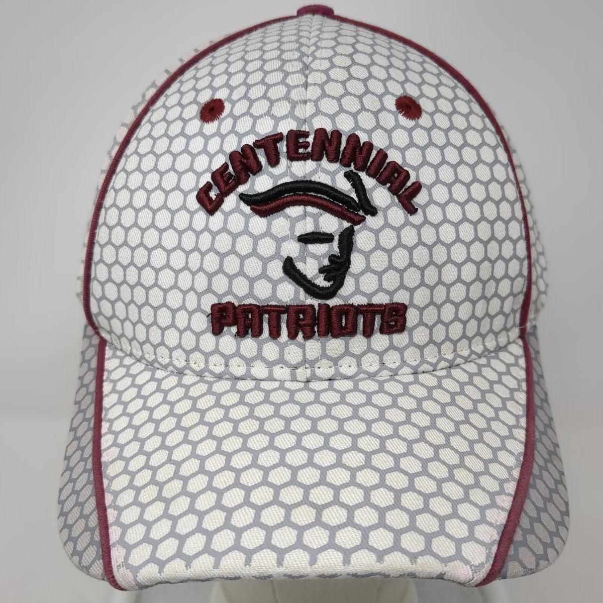 Buck's Bags Baseball Cap Gray Red XL Centennial Patriots Honeycomb Fitted Hat