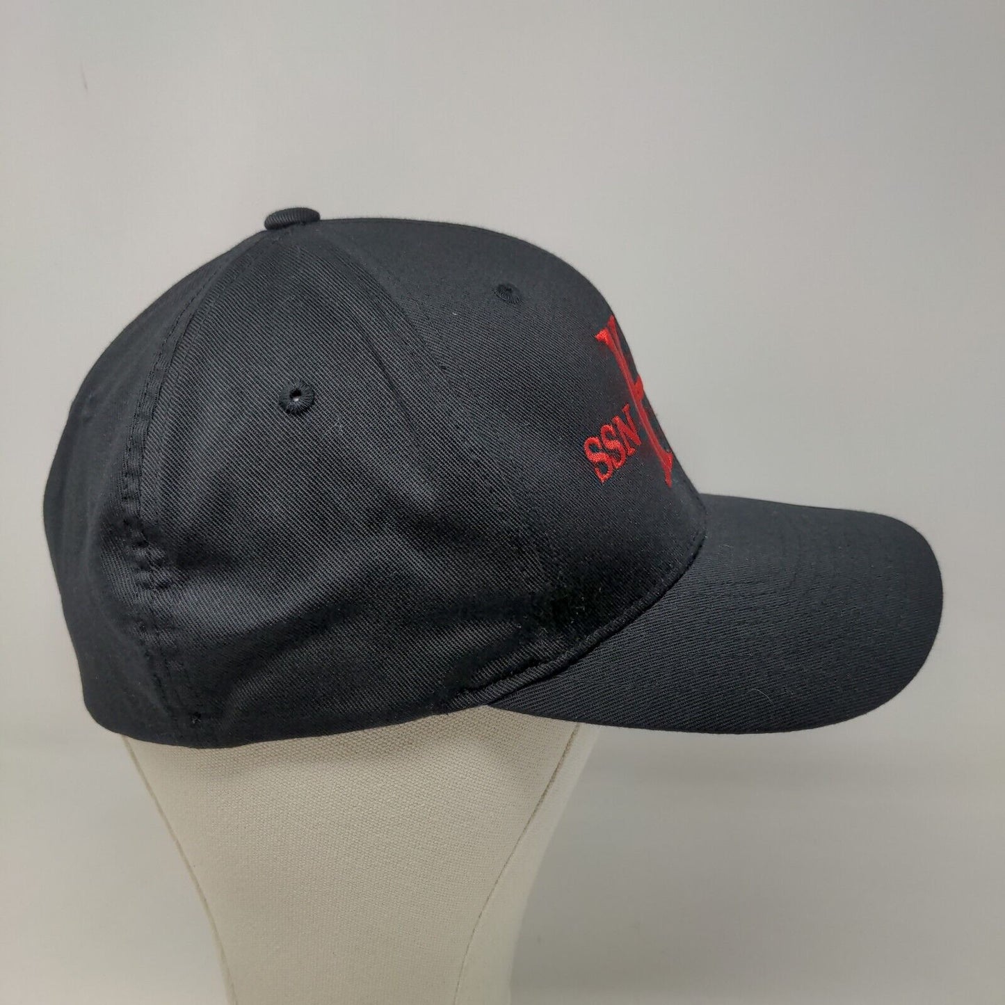 Port Authority Men's Fitted Hat Black Size L/XL Embroidered H Logo Poly Blend