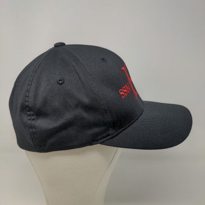 Port Authority Men's Fitted Hat Black Size L/XL Embroidered H Logo Poly Blend