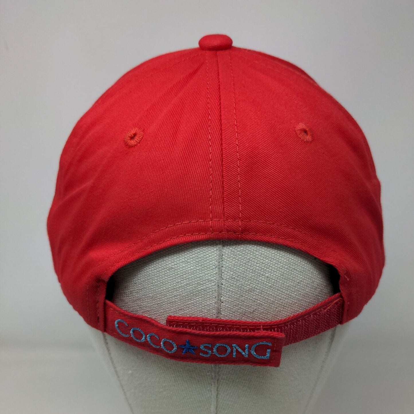 Coco Song Strapback Hat Red One Size Adjustable Embroidered Plants 6 Panel