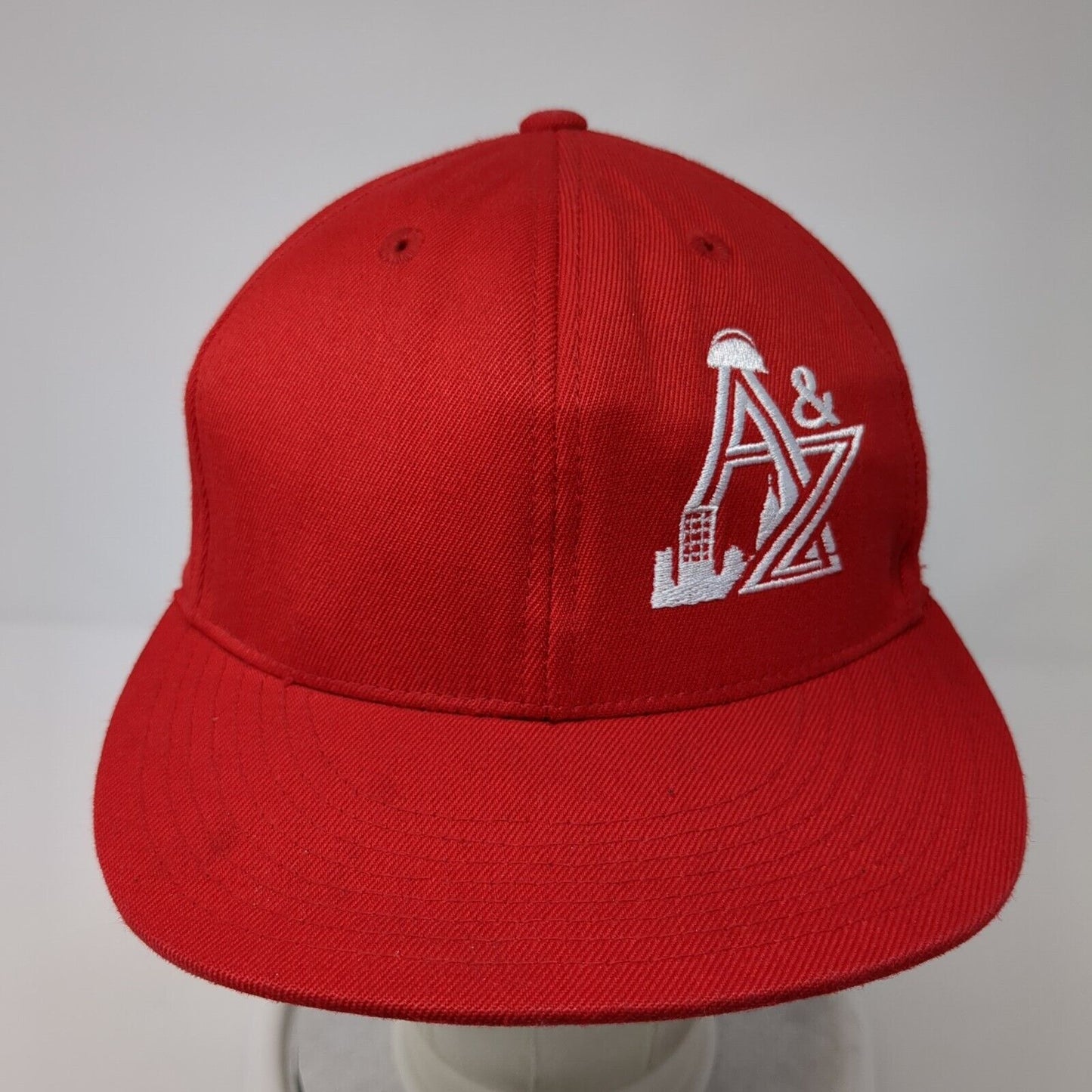 A&Z 210 Fitted Hat Red 6 7/8-7 1/4 Embroidered Vented Holes 6 Panel