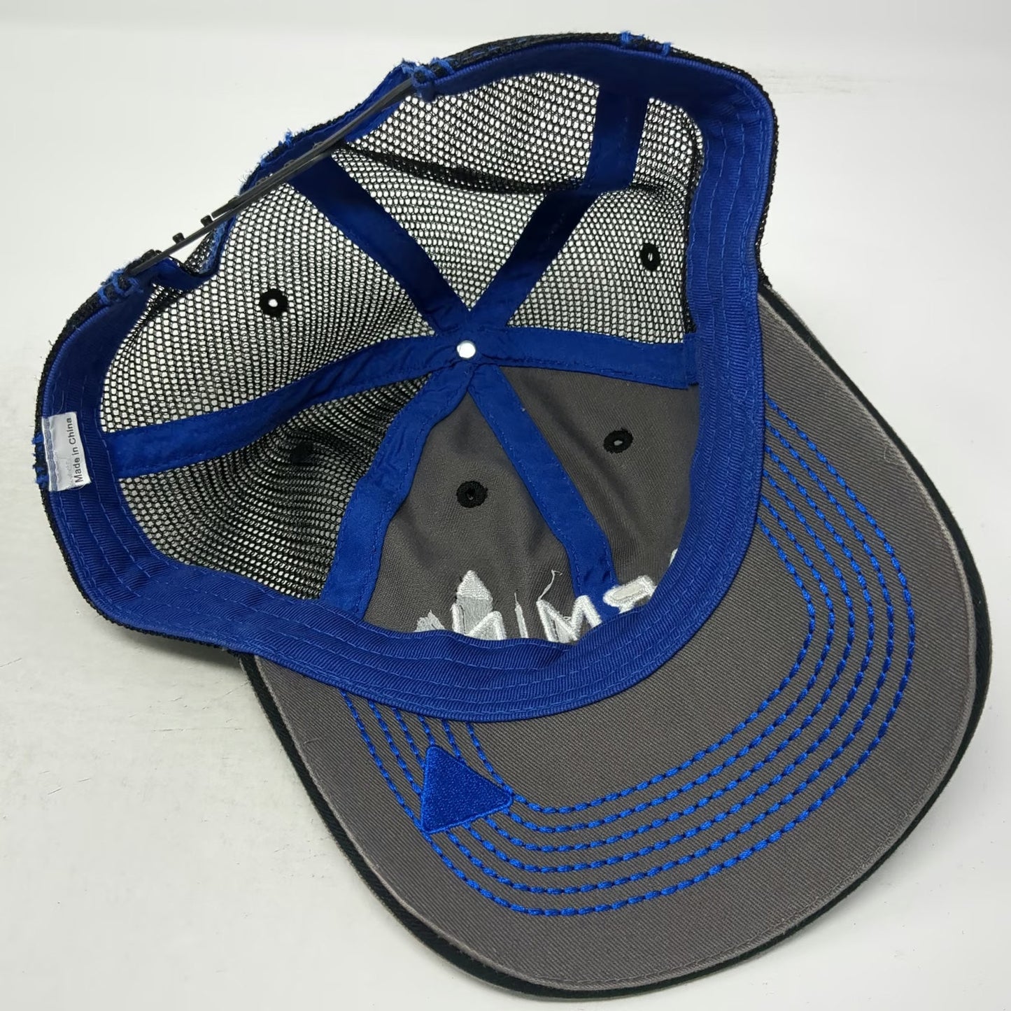 Garmin Trucker Hat Gray One Size Mesh Snapback Blue Contrast Stitching Logo