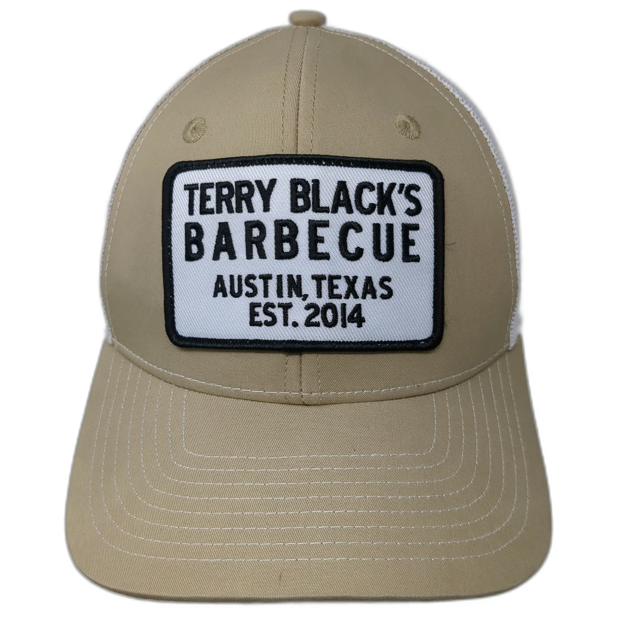 Terry Blacks Barbecue Trucker Hat Beige One Size Snapback Mesh White Black