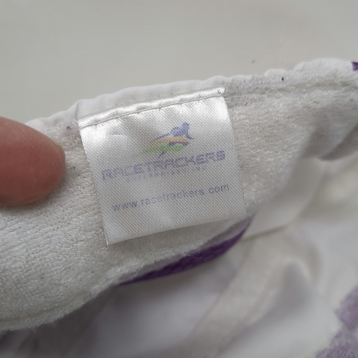 RaceTrackers Baseball Cap White One Size Purple Mesh Running Ribbon Logo Hat
