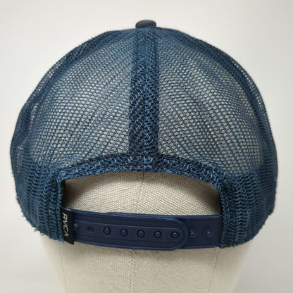 RVCA Blue Trucker Hat One Size Mesh Snapback Stylized Bronco Horse Graphic