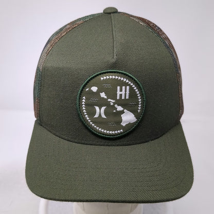 Hurley Hawaii Patch Trucker Hat Green Camo One Size Mesh Back Snapback Logo