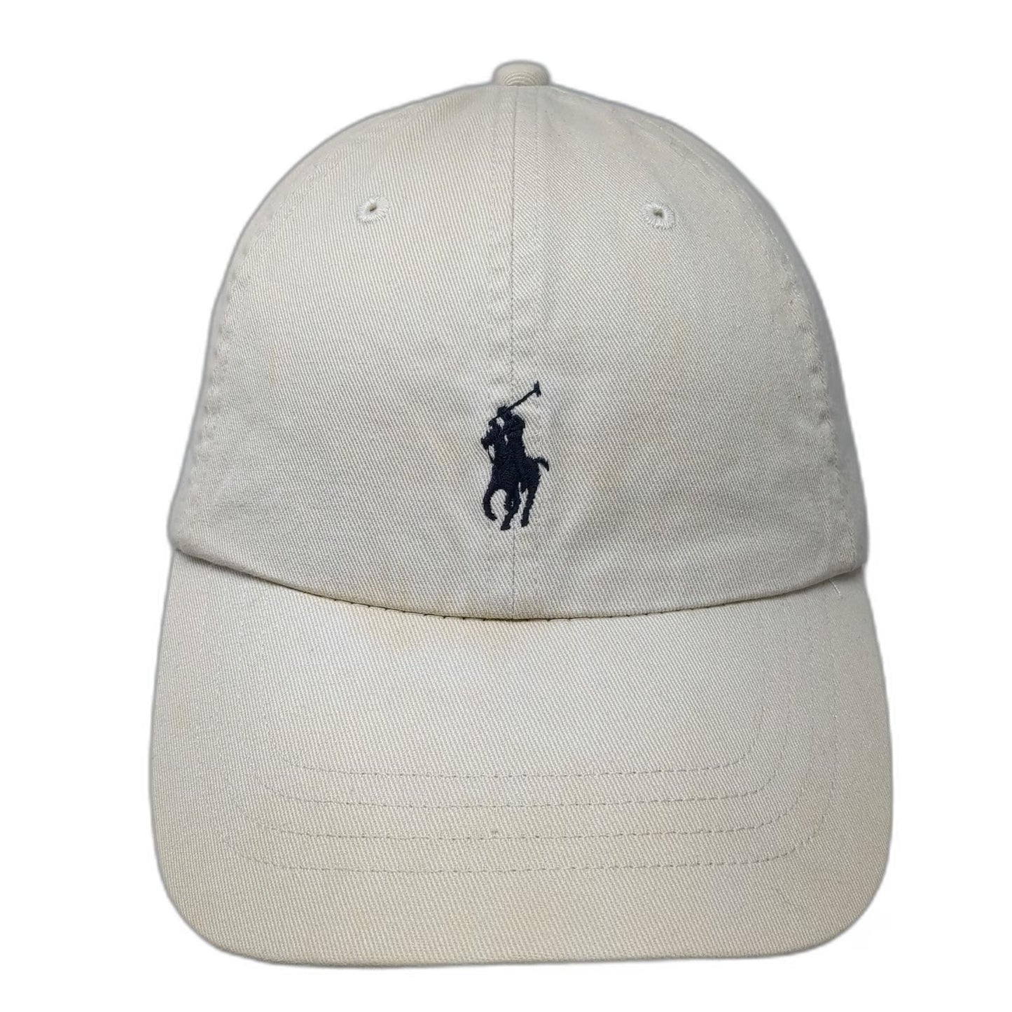 Polo Ralph Lauren Baseball Cap Beige One Size Leather Strapback Pony Logo Hat