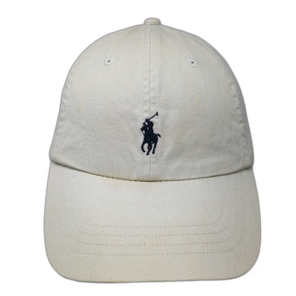 Polo Ralph Lauren Baseball Cap Beige One Size Leather Strapback Pony Logo Hat