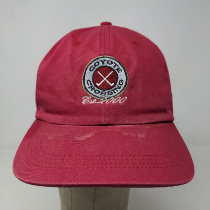 Ahead Men's Slideback Hat Red Adjustable Embroidered Coyote Crossing Golf Logo