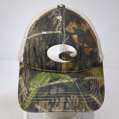 Costa Baseball Cap Green Beige One Size Camo Mesh Back Logo Outdoors Fishing Hat