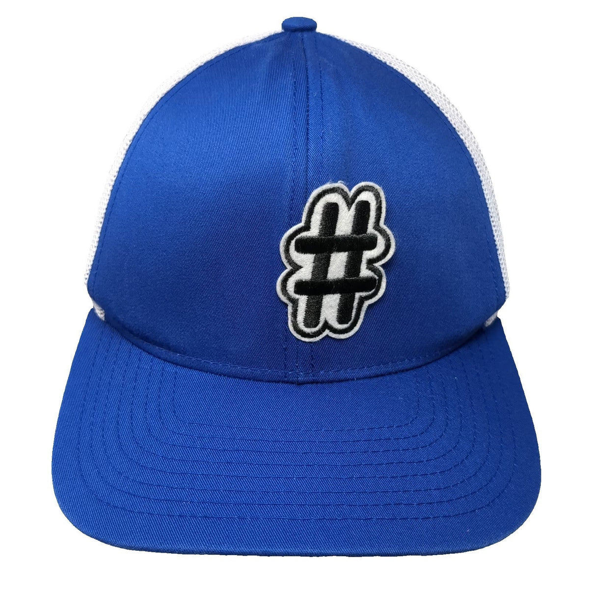 Pacific Headwear Trucker Hat Blue White One Size Hashtag Logo Mesh Snapback