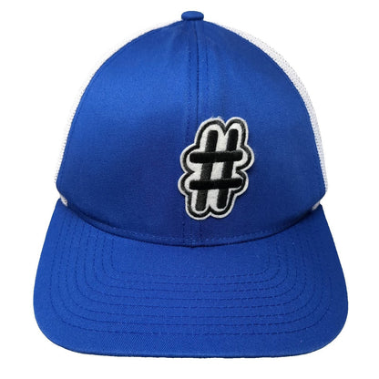 Pacific Headwear Trucker Hat Blue White One Size Hashtag Logo Mesh Snapback