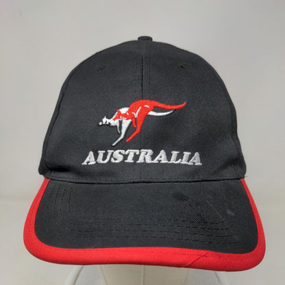 Australia Kangaroo Strapback Hat Black One Size Embroidered 6 Panel