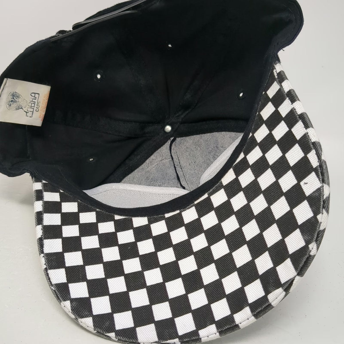 Cobra Caps 5 Panel Black One Size Checkerboard Brim ACDelco Snapback Hat Cotton