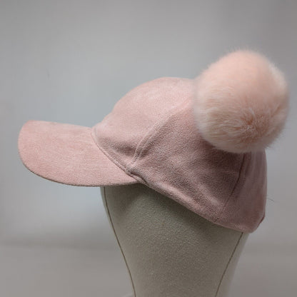 David And Young Strapback Pom Pom Hat Pink OSFM Adjustable Solid Blank
