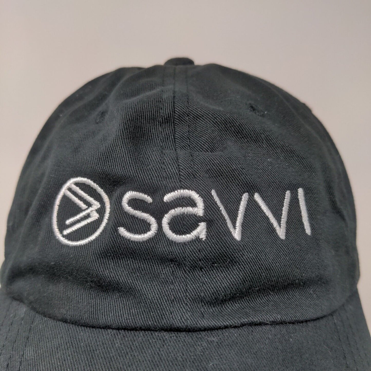 Savvi Men's Slideback Hat Black Adjustable Embroidered Logo 100% Cotton