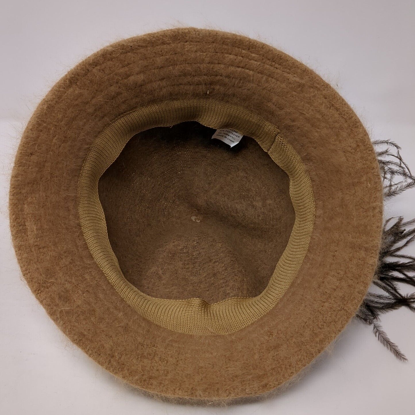 Unbranded Bucket Hat Brown One Size Angora Fuzzy Feather Flower Outdoor