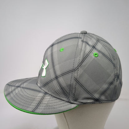 Under Armour Baseball Cap Gray L Plaid Golf HeatGear Stretch Fit Athletic Hat