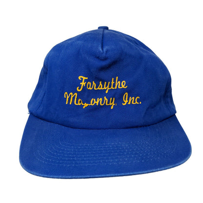 Forsythe Masonry Inc. Snapback Hat Blue OSFA Adjustable Vent Holes
