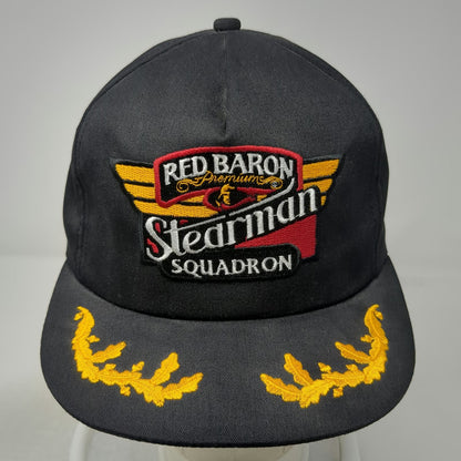K-Products 5 Panel Black Hat Red Baron Stearman Squadron Scrambled Eggs Vintage