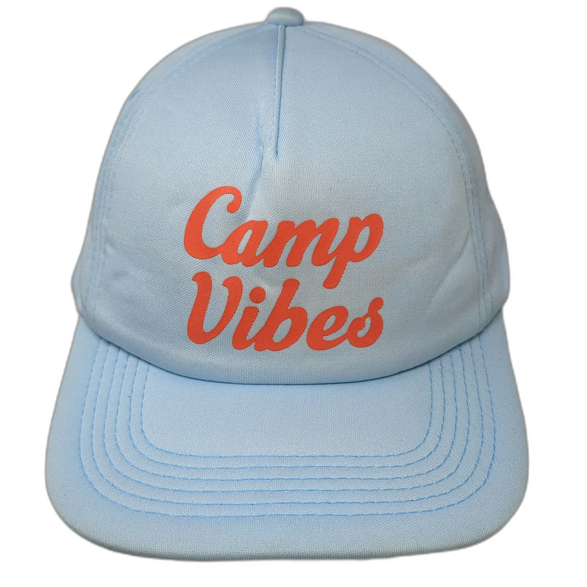 Poler 5 Panel Blue One Size Hat Camp Vibes Orange Script Snapback Cap Outdoor