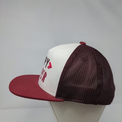 Happy Camper Snapback Trucker Hat Red OSFA Mesh Back Outdoor Research