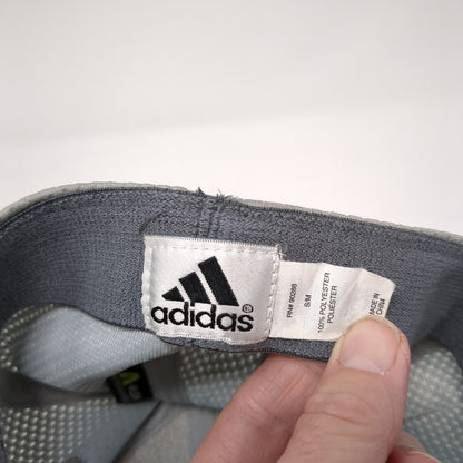 Adidas Fitted Hat Gray S/M Embroidered 3 Stripes 6 Panel Vent Holes