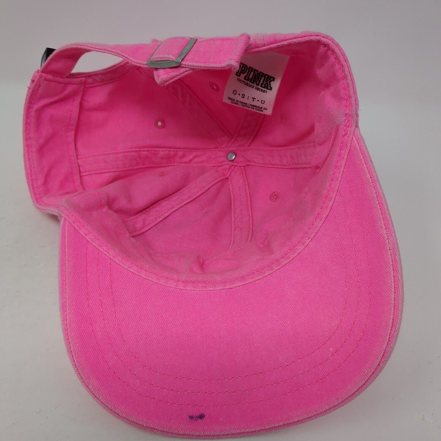 PINK NATION Slideback Hat Pink One Size Adjustable Embroidered Victoria's Secret