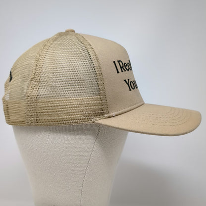 FACE FOUNDRIE Trucker Hat Beige One Size Mesh Back I Really Like Your Face