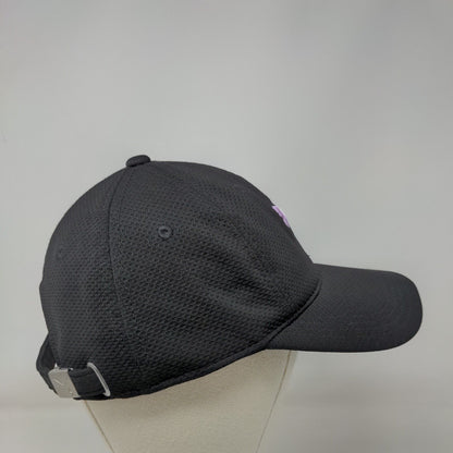 PUMA Slideback Hat Black OSFA Adjustable Embroidered Logo Vented Holes 6 Panel