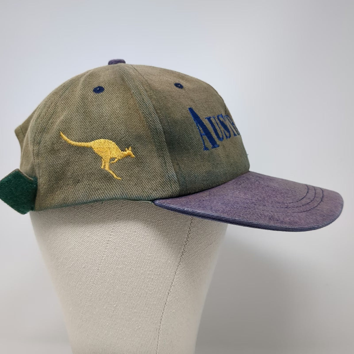 Baseball Cap Green Purple One Size Australia Kangaroo Strapback Embroidered Hat