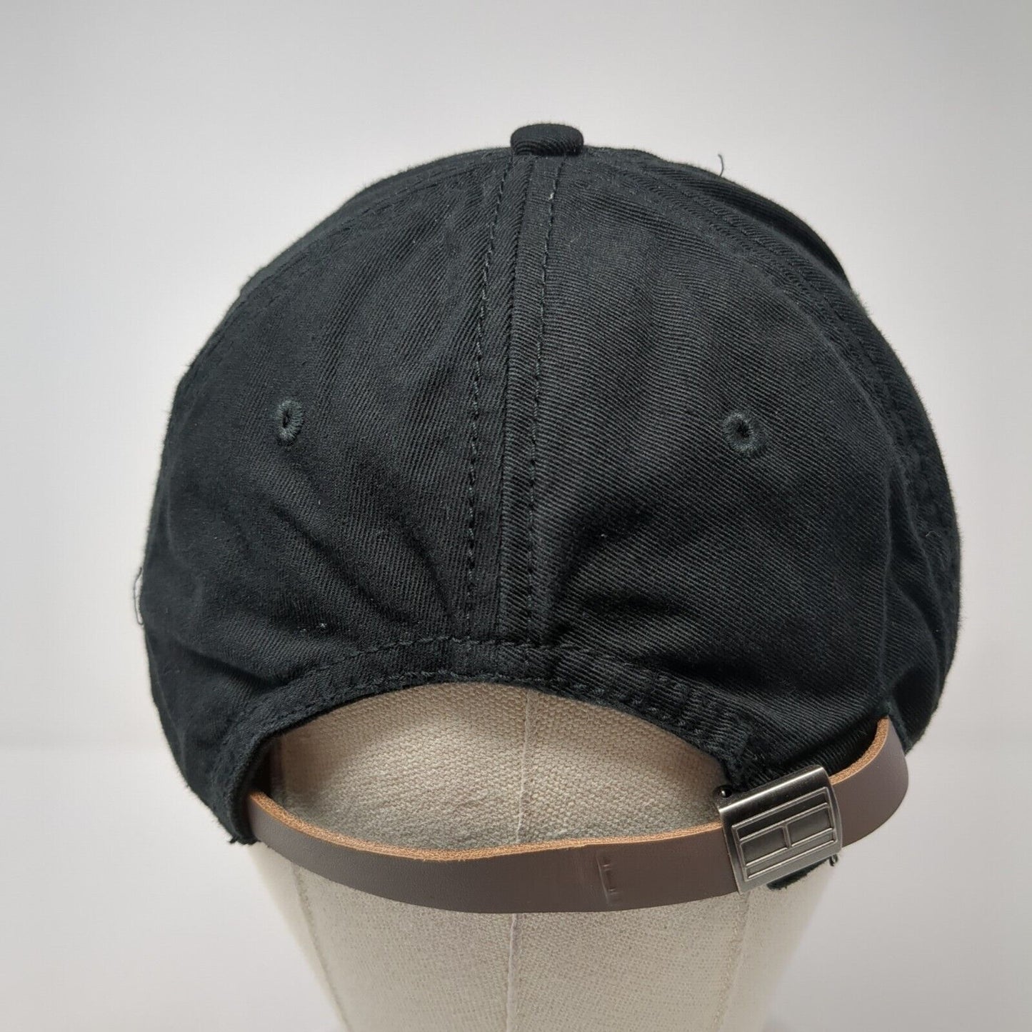 Tommy Hilfiger Slideback Hat Black One Size Embroidered Leather Strap
