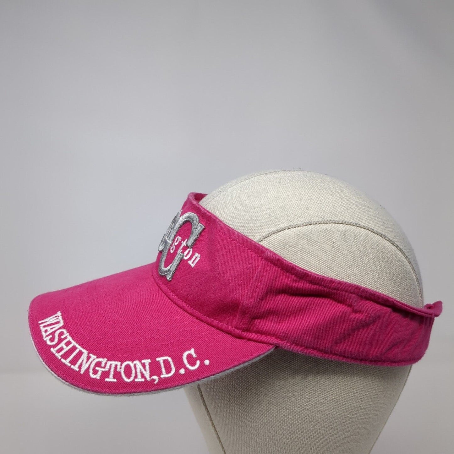 Washington DC USA Strapback Sun Visor Hat Pink One Size Adjustable Patriotic