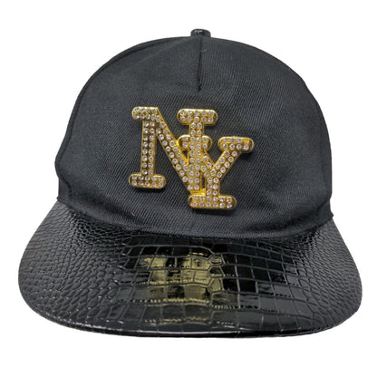 Unbranded Men's Snapback Hat Black Adjustable 3D New York Logo