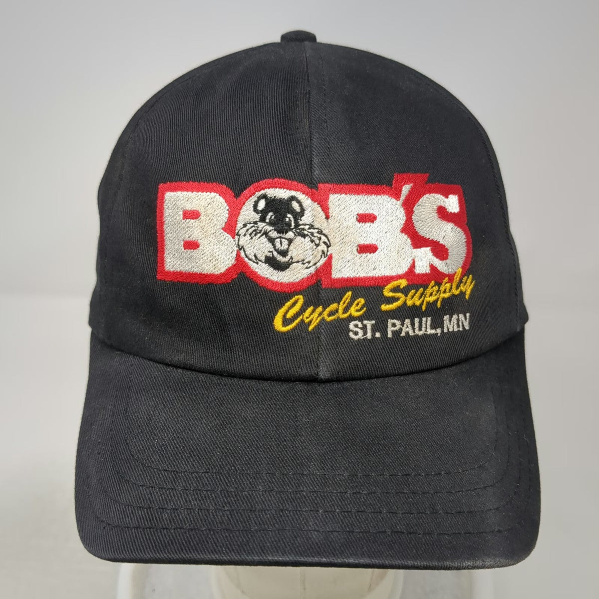 Bob's Cycle Supply St Paul MN Beaver Mascot Hat Snapback Black One Size USA Made