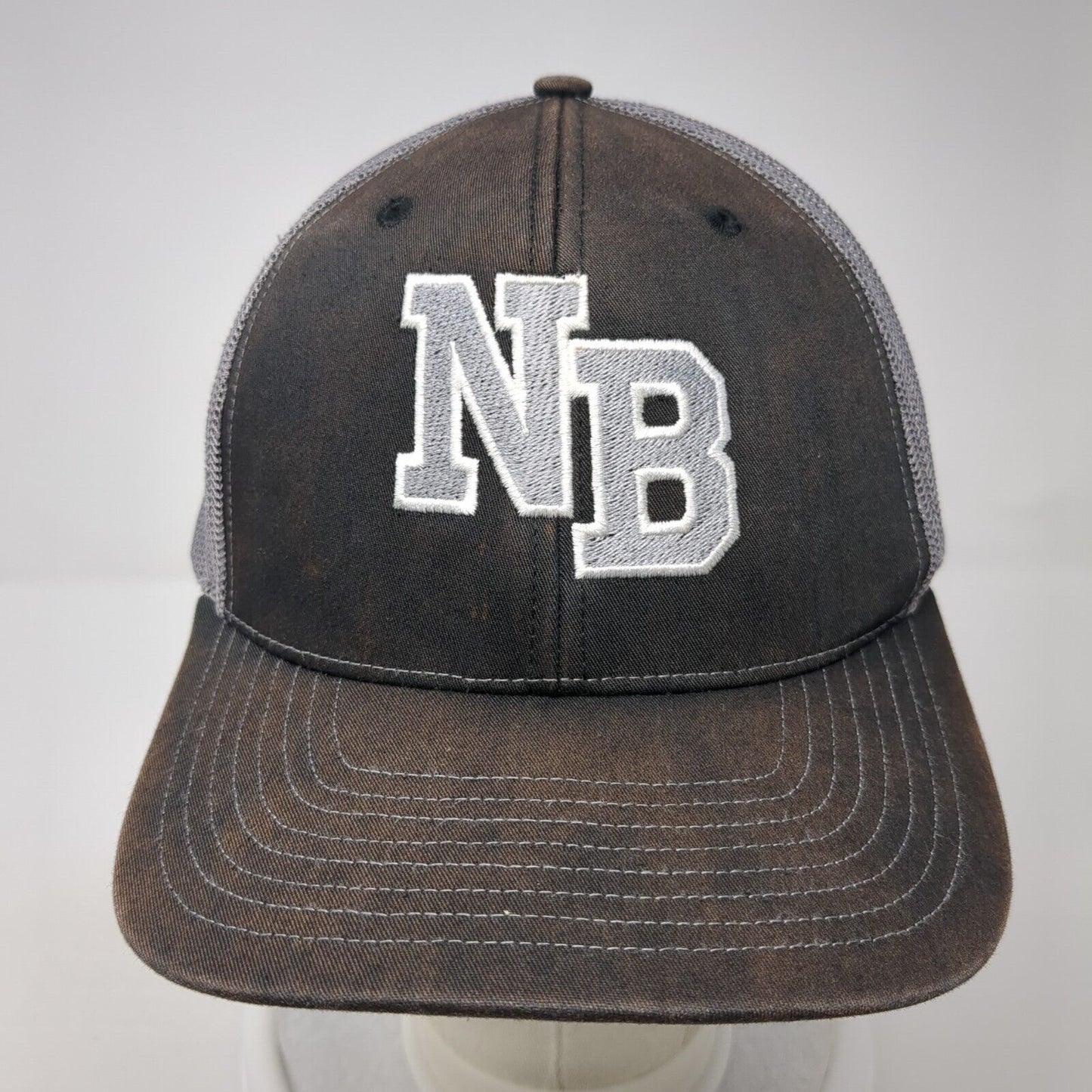 NB Snapback Mesh Back Trucker Hat Black One Size Embroidered Letters