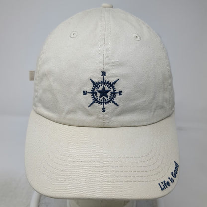 Life is Good Baseball Cap Beige One Size Slideback Compass Star Embroidered Hat