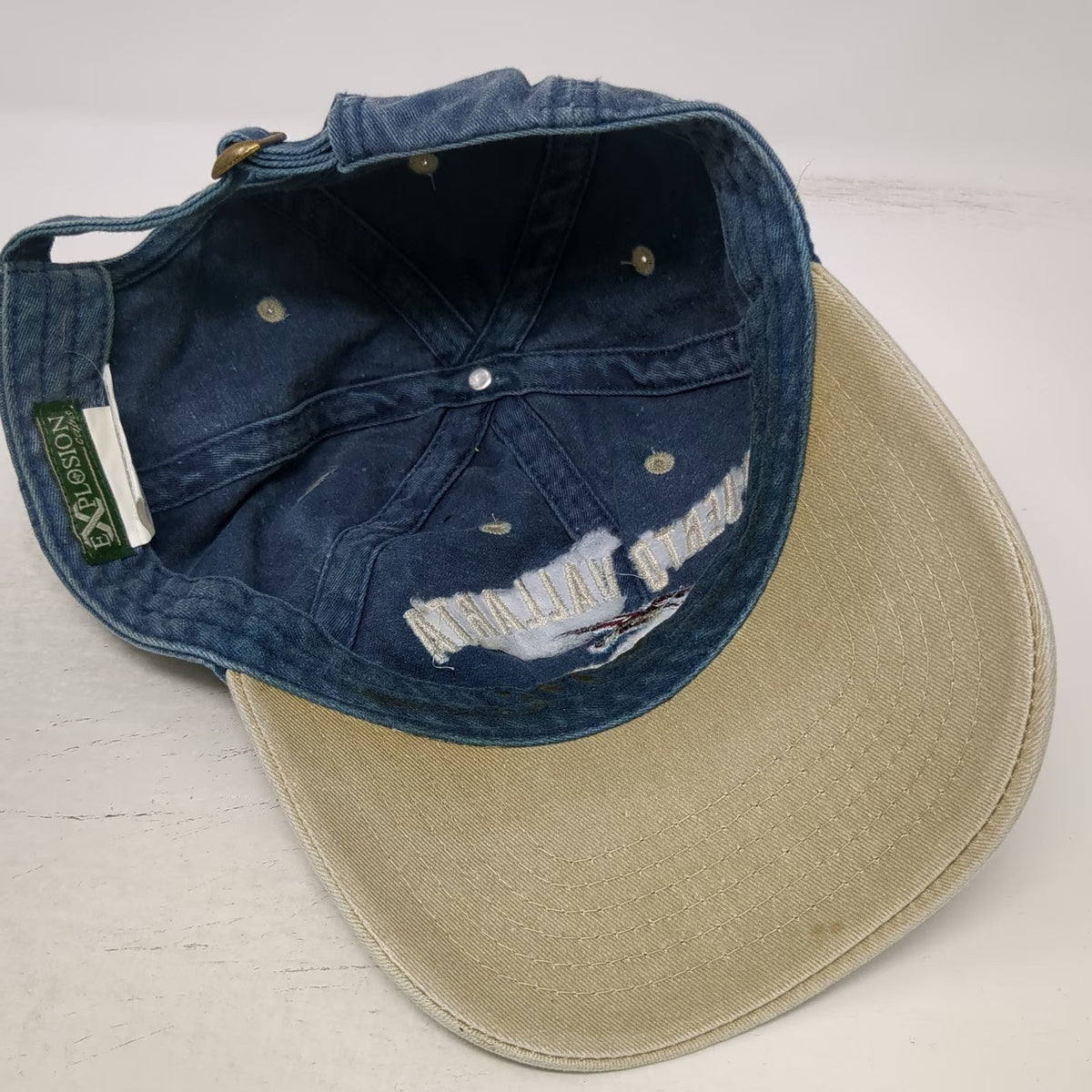 Explosion Baseball Cap Blue Beige One Size Puerto Vallarta Mexico Bird Logo Hat