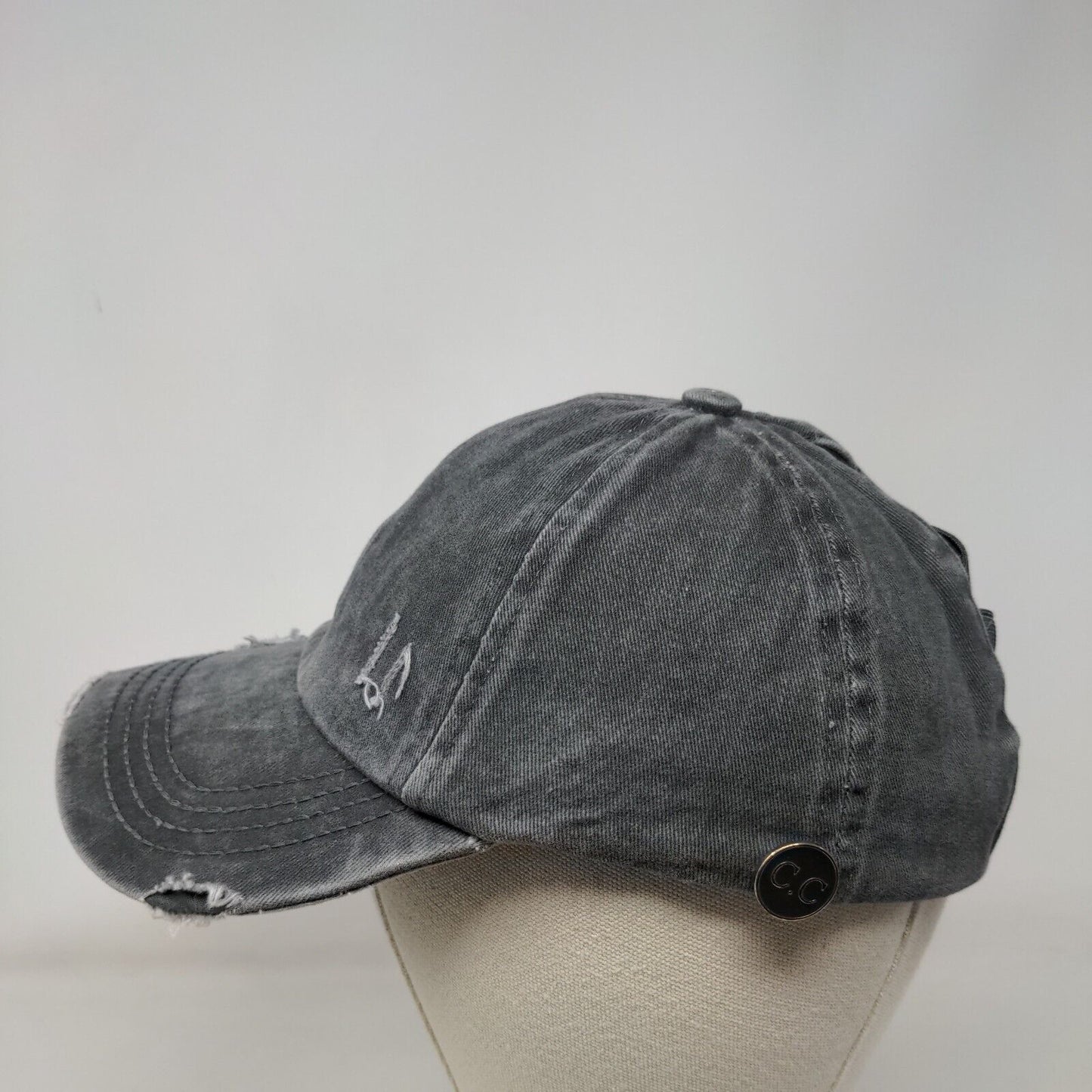 C.C Exclusives Strapback Hat Gray One Size Adjustable Ponytail Criss Cross