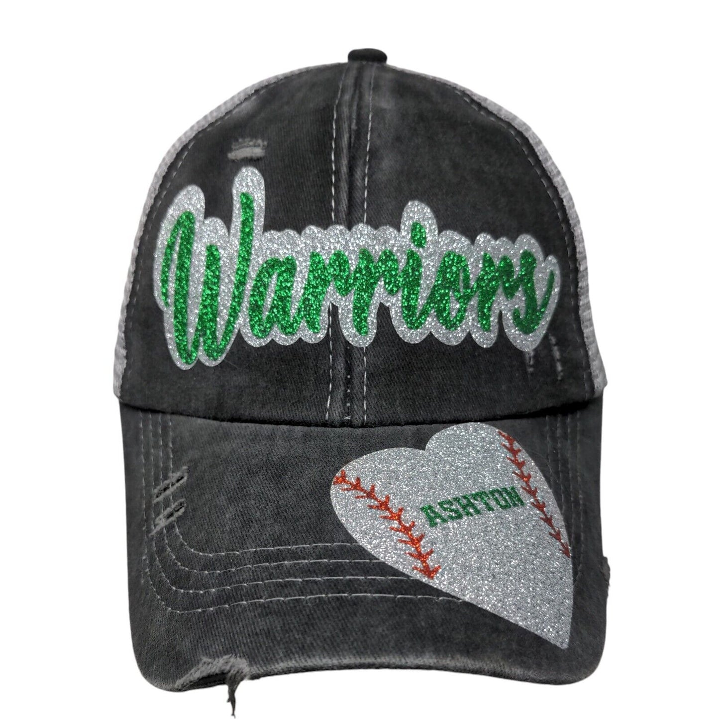 Ashton Warriors Strapback Mesh Back Ponytail Trucker Hat Gray One Size