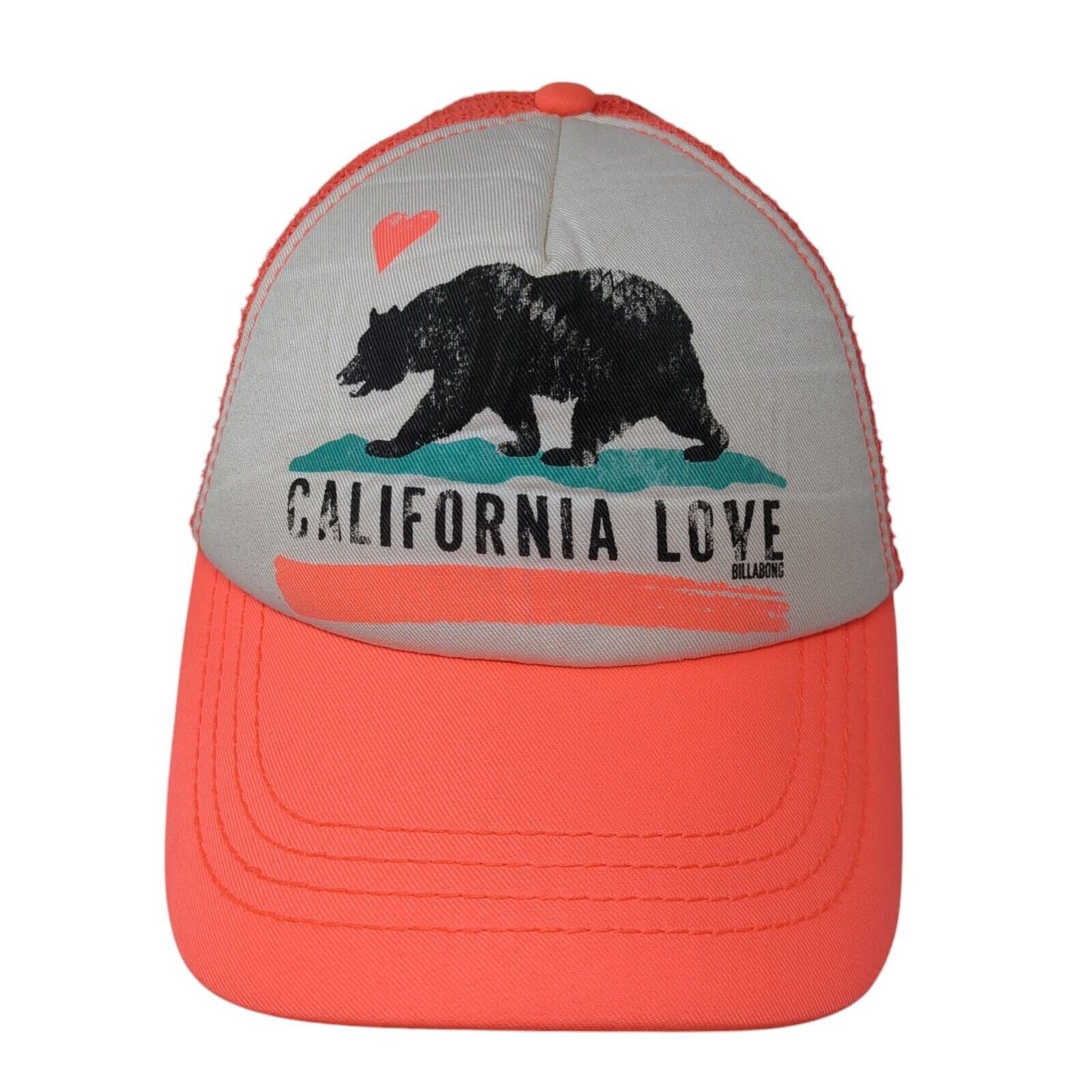 California Love Bear Trucker Hat Pink One Size Mesh Back Billabong