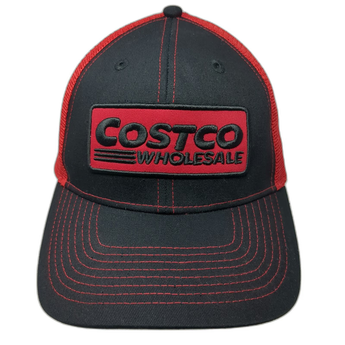 Bamko Trucker Hat Black Red One Size Costco Wholesale Mesh Snapback Patch
