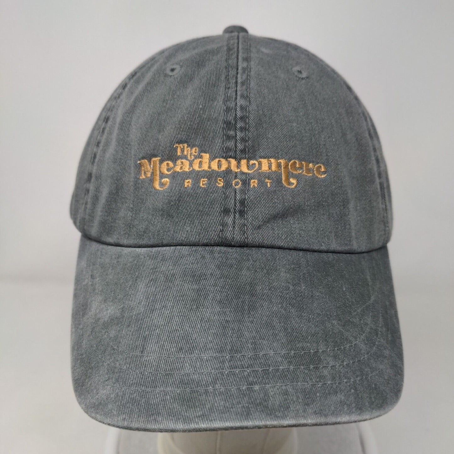 The Meadowmere Resort Slideback Hat Gray One Size Embroidered 6 Panel Adams