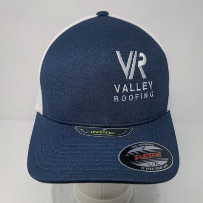 VR Valley Roofing Fitted Trucker Hat Blue L/XL Flexfit Mesh Back Yupoong