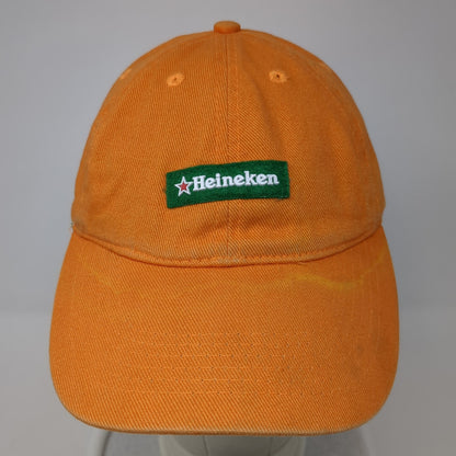 Heineken Strapback Baseball Cap Orange One Size Adjustable Embroidered 6 Panel