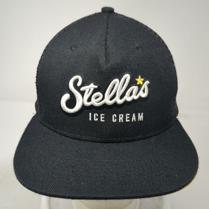 Stellas Ice Cream Trucker Hat Black One Size Snapback Mesh Back Yellow Underbrim