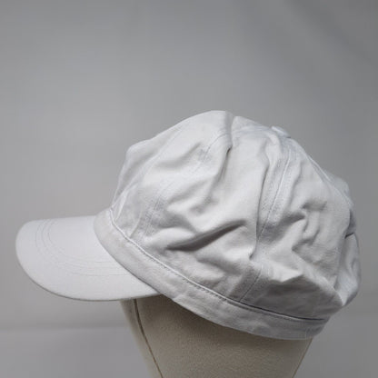 Army Crew Fitted Newsboy Cap White 57cm Stretch Lightweight Blank Cotton